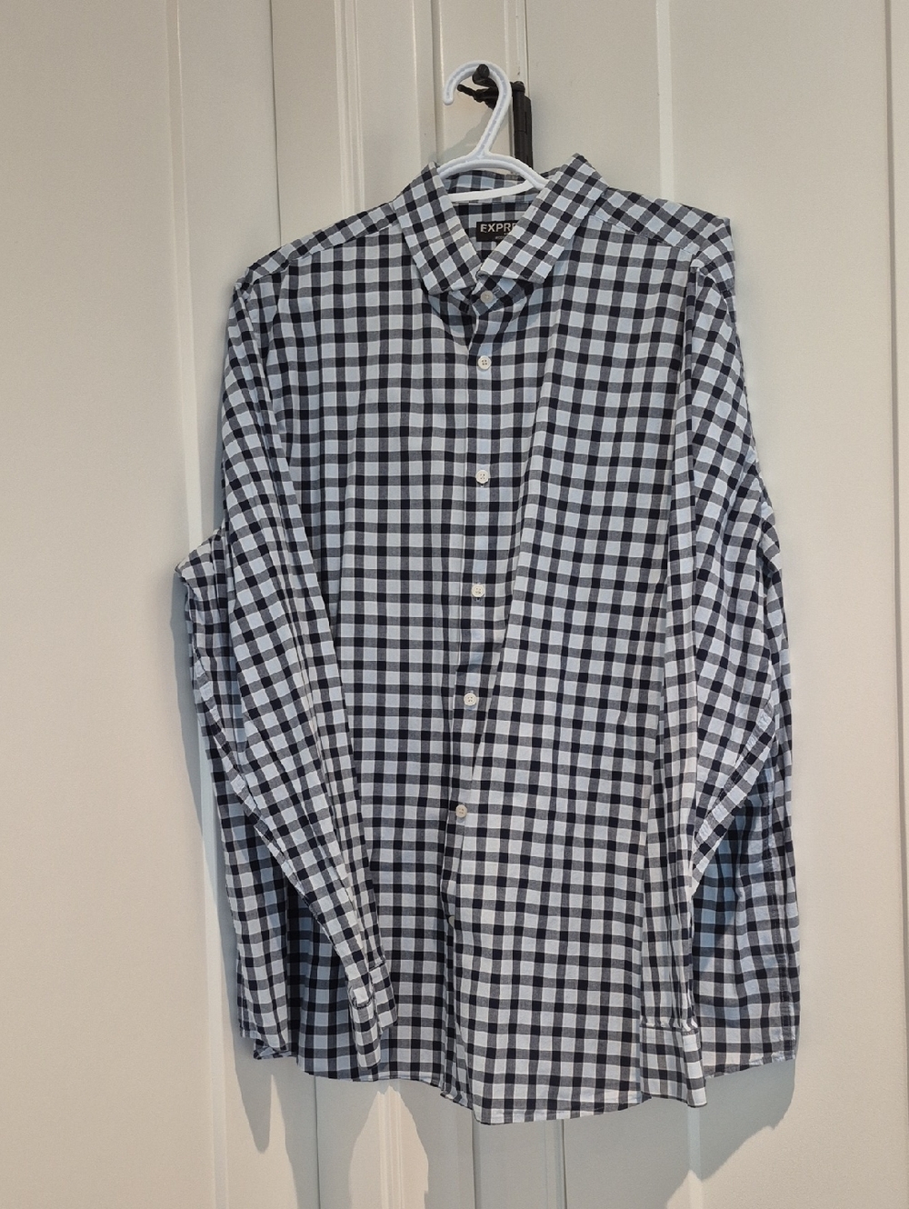 Express Black and White Gingham Button-Down Shirt